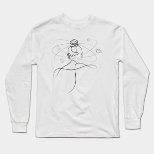 She's The Center Of The Universe | One Line Artist | Minimal Art | One Line Art | Minimalist Long Sleeve T-Shirt